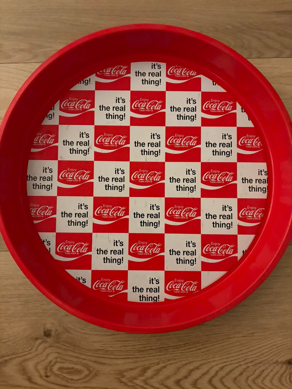 Coca Cola Retro Dienblad - Rood / Wit, Ophalen, Gebruikt, Rond, Metaal