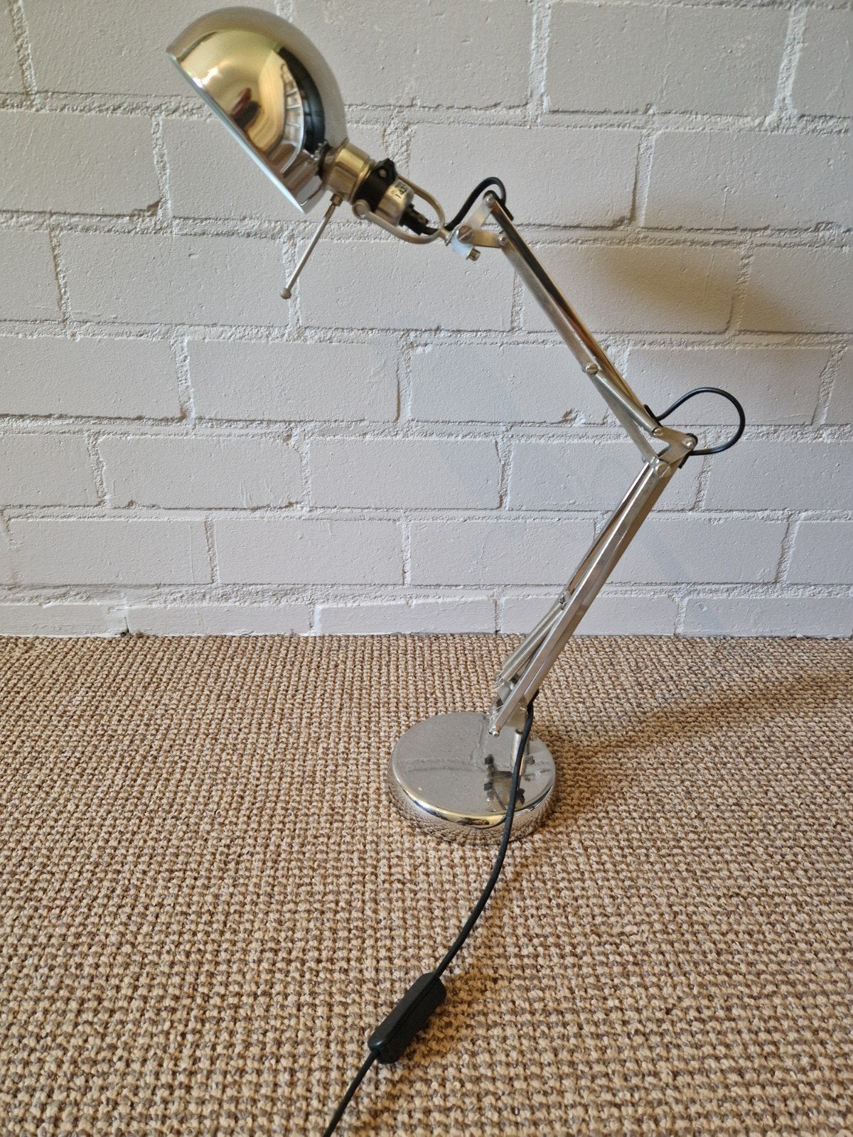 Verstelbare Bureaulamp - Chroom/Zilver, Ophalen, Bureaulamp, Gebruikt, E14 (klein)