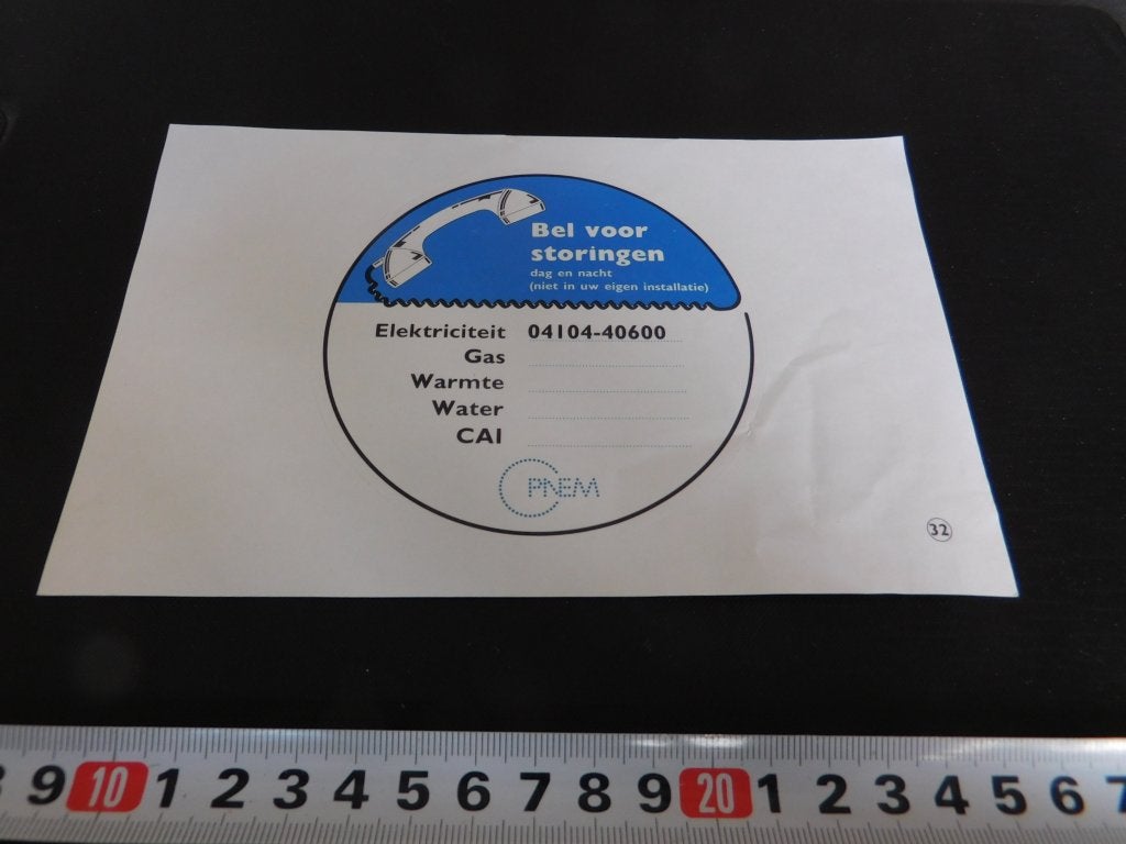 sticker PNEM Bel voor storingen 04104-40600, Verzamelen, Ophalen of Verzenden, Zo goed als nieuw