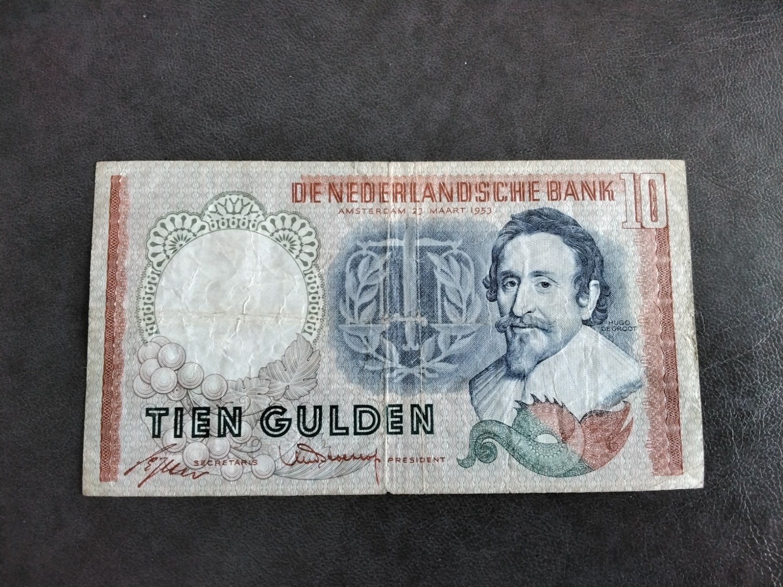 10 Gulden biljet Hugo de Groot 1953, Postzegels en Munten, Bankbiljetten | Nederland, Verzenden, 10 gulden, Los biljet