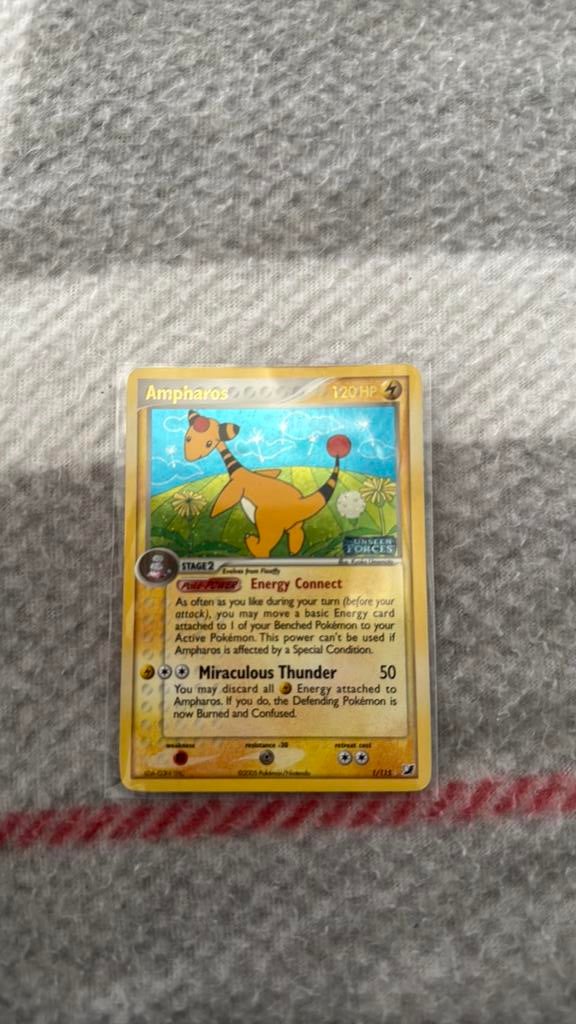 Ampharos STAMPED EX Unseen Forces 1/114, Ophalen, Zo goed als nieuw