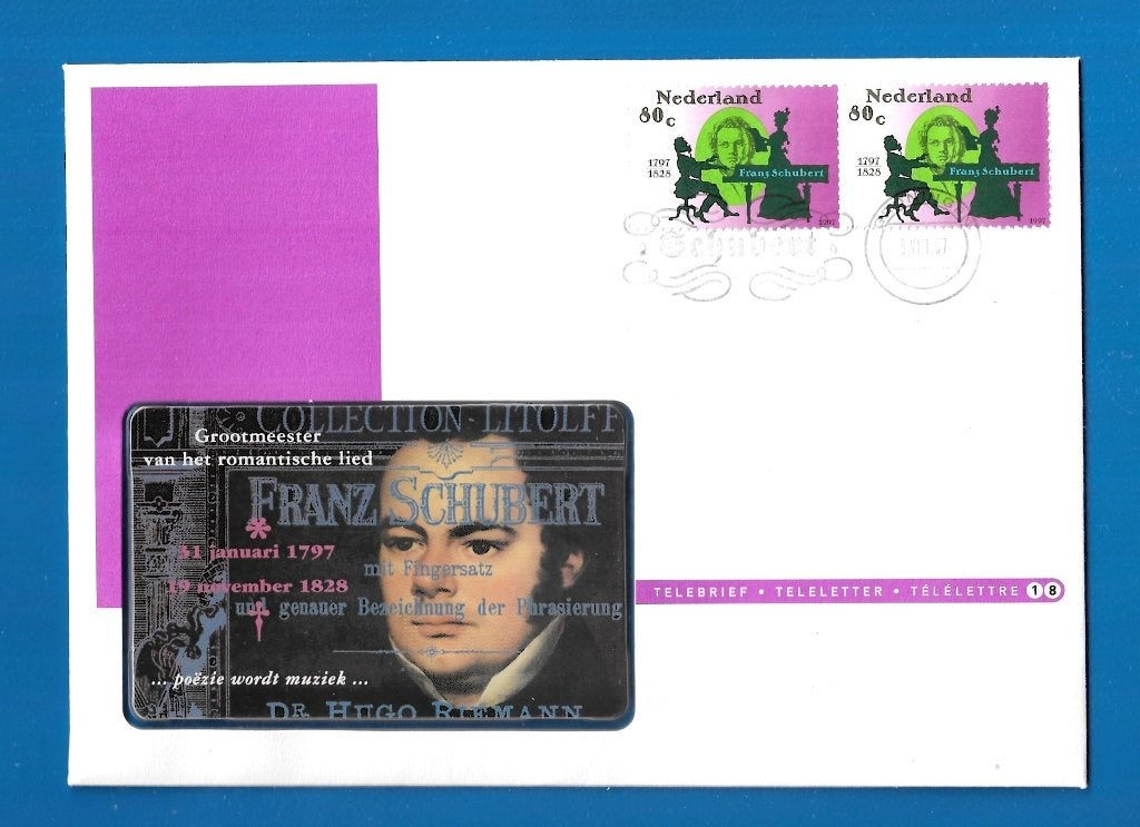Telebrief 18 Franz Schubert - 1997, Verzamelen, Telefoonkaarten, Verzenden, Nederland