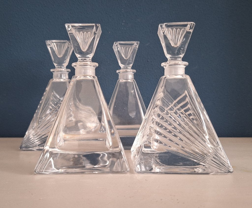 4 kleine glazen karaffen, Antiek en Kunst, Antiek | Glas en Kristal, Ophalen of Verzenden
