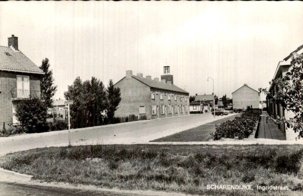 Scharendijke - Ingridstraat - straatzicht, Ophalen of Verzenden, 1960 tot 1980, Gelopen, Zeeland