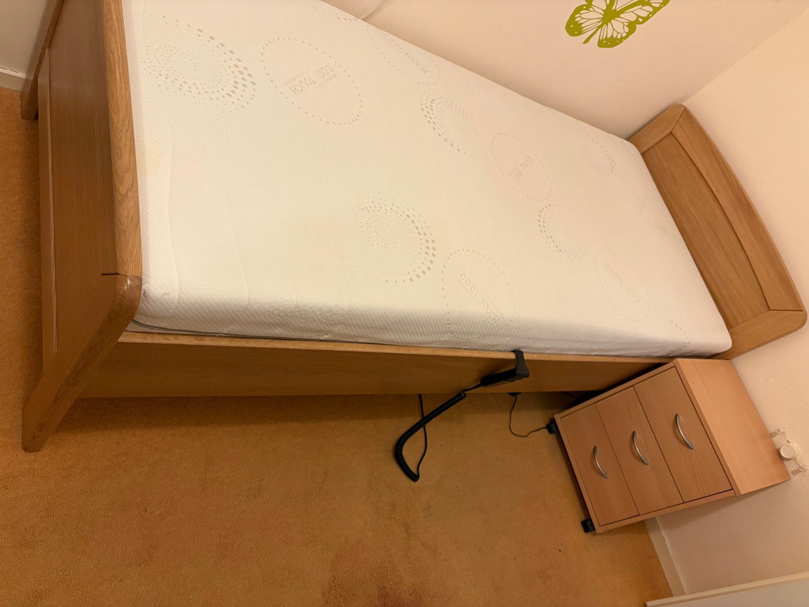 Electrisch verstelbaar 1 persoons bed, Ophalen, Verstelbaar, 90 cm, Eenpersoons