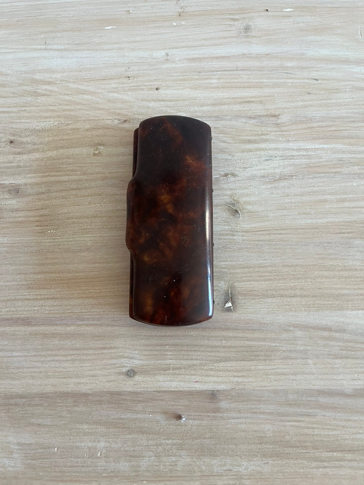Vintage brillenkoker in schildpadimitatie – ca. jaren 40/50, Vintage, Gebruikt, Kunststof, Ophalen of Verzenden