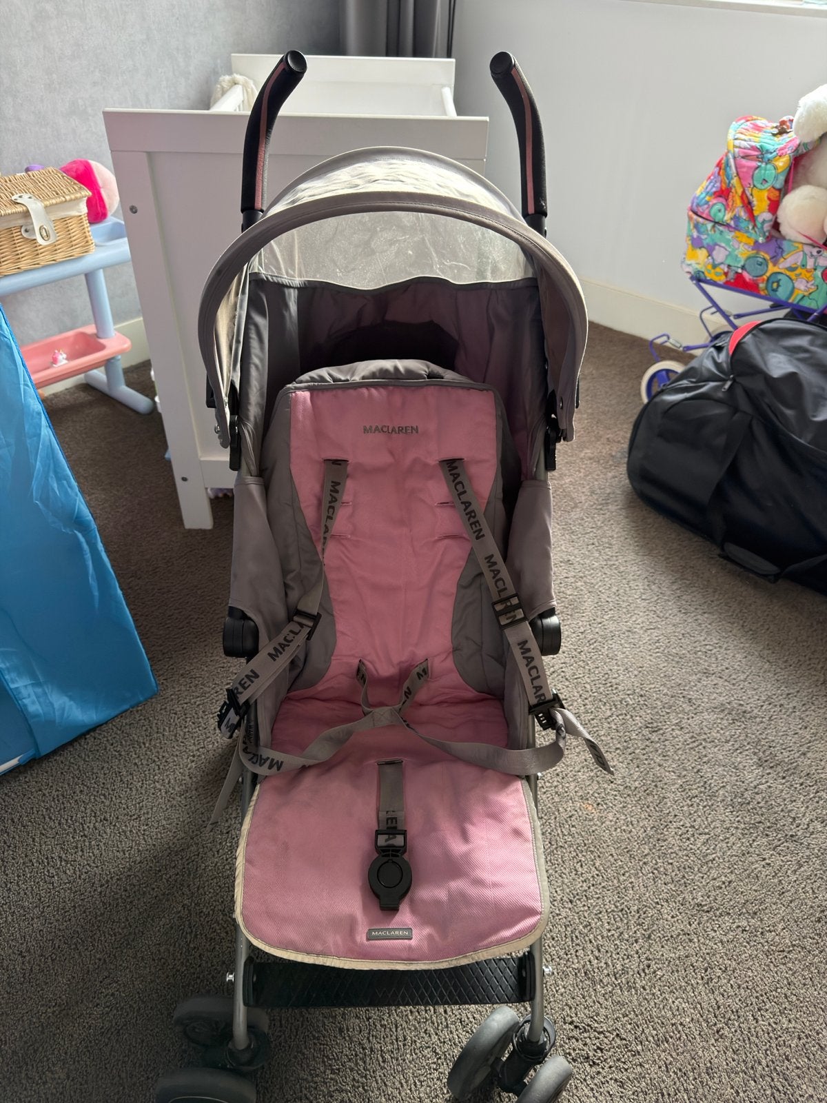 Maclaren buggy - roze/grijs, Kinderen en Baby's, Buggy's, Ophalen, Zo goed als nieuw, Maclaren, Verstelbare rugleuning