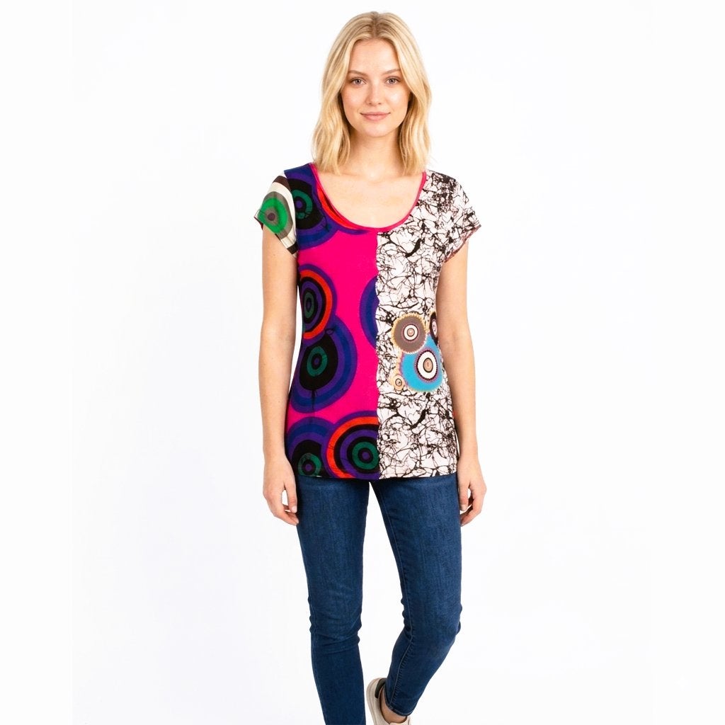 kleurrijke kenza shirt met artistieke print-maat 36/38, Kleding | Dames, Overige kleuren, Ophalen of Verzenden, Zo goed als nieuw