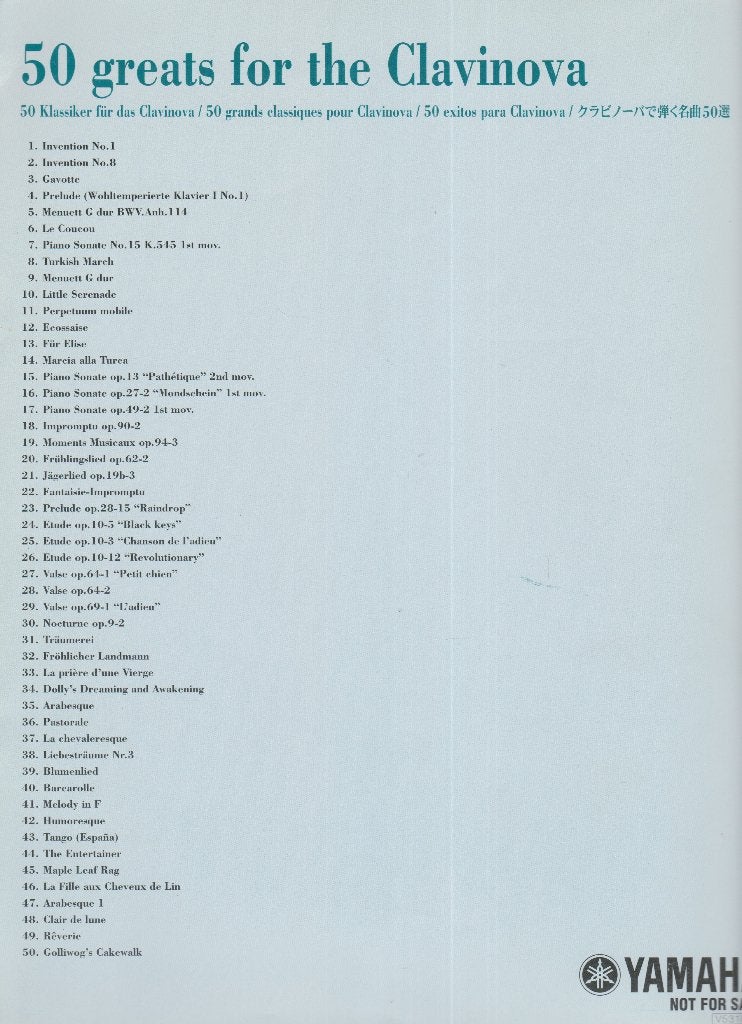 50 greats for the CLAVINOVA, Ophalen of Verzenden, Gebruikt, Artiest of Componist