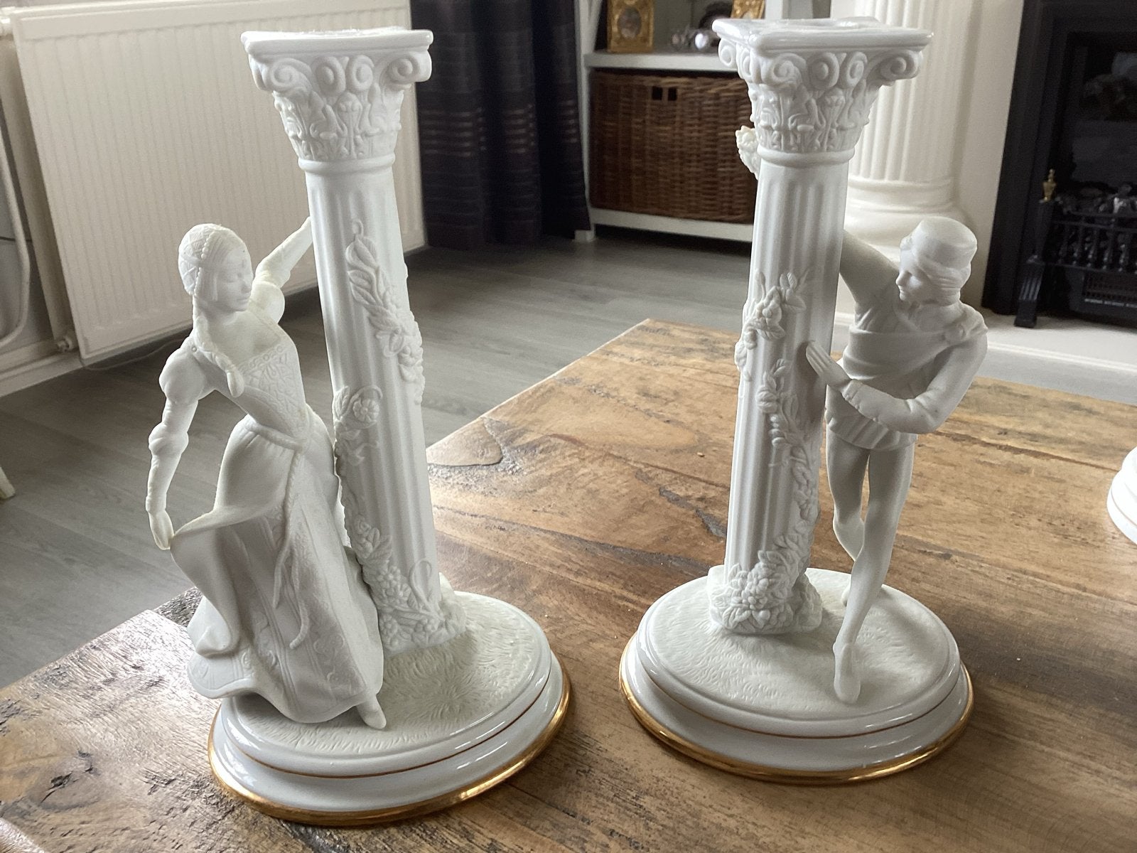 Franklin Mint Romeo en Julia Porseleinen Kandelaars, Ophalen of Verzenden