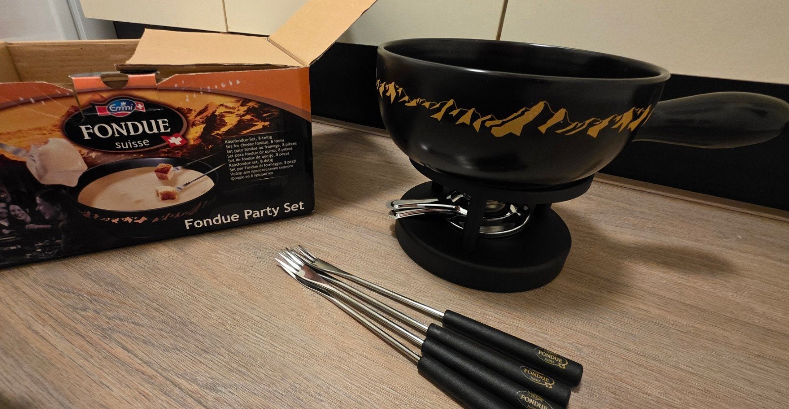 Emmi Suisse fondue party set NIEUW, Ophalen, Nieuw, Brander, Fondueset