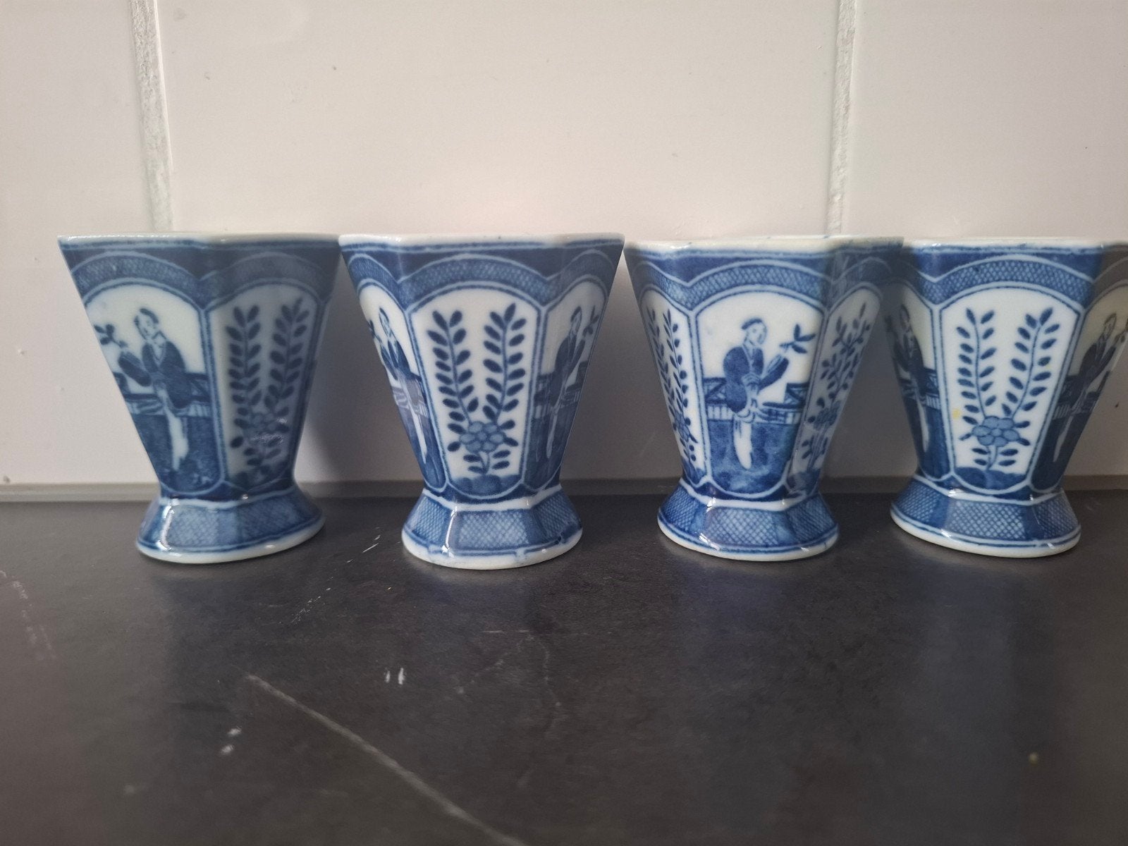 4 eierdopjes chinees blauw, Ophalen of Verzenden