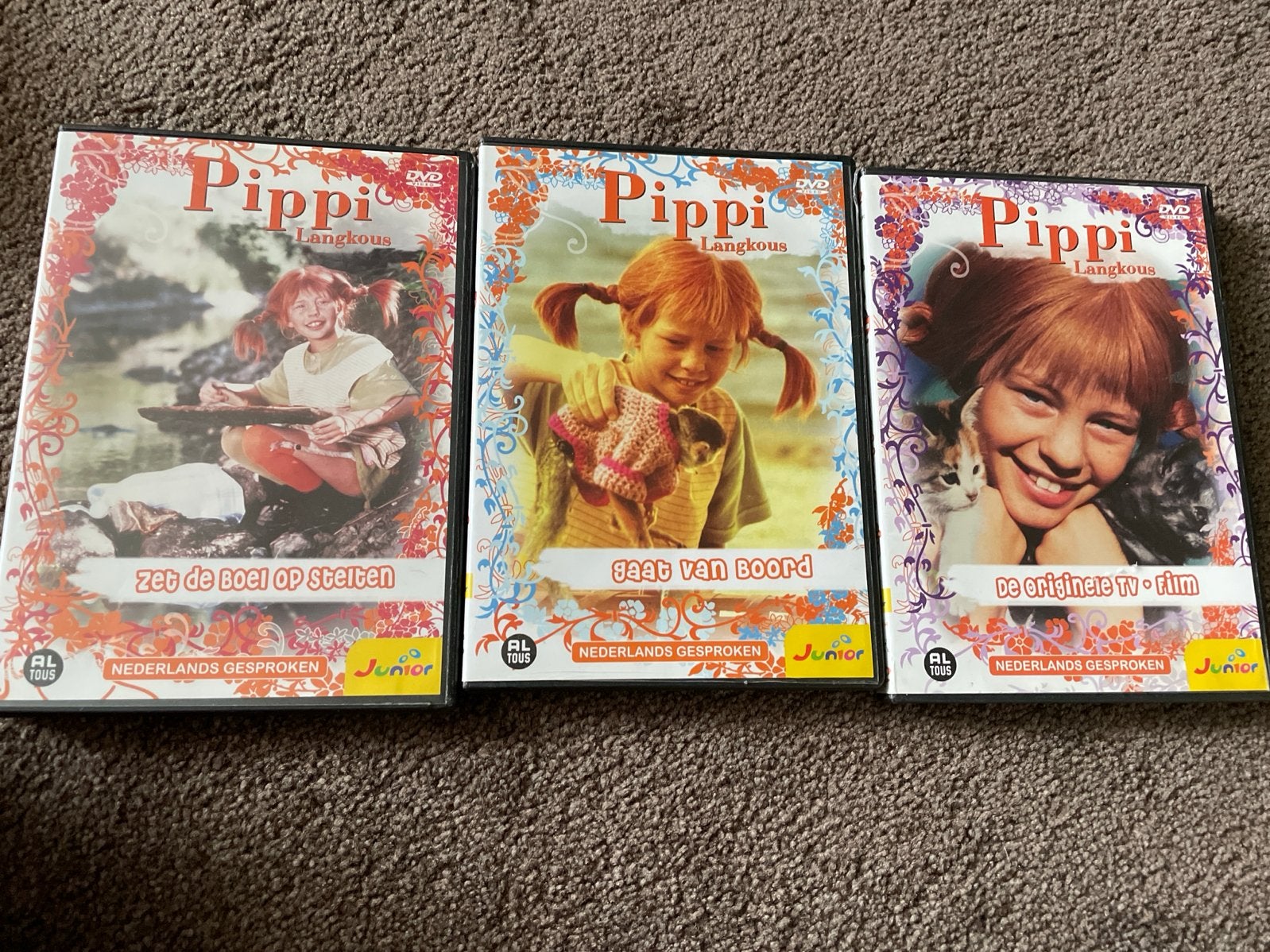 Pippi Langkous DVD collectie - 3 films Nederlands gesproken, Gebruikt, Verzamelbox, Alle leeftijden, Familie