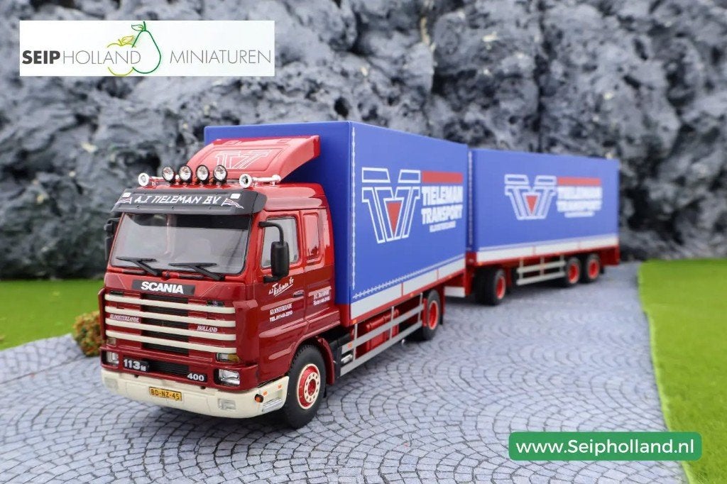 WSI Scania 113 Tieleman huifcombi schamelaanhanger, Info@seipholland.nl, NL, Nieuw, Ophalen of Verzenden