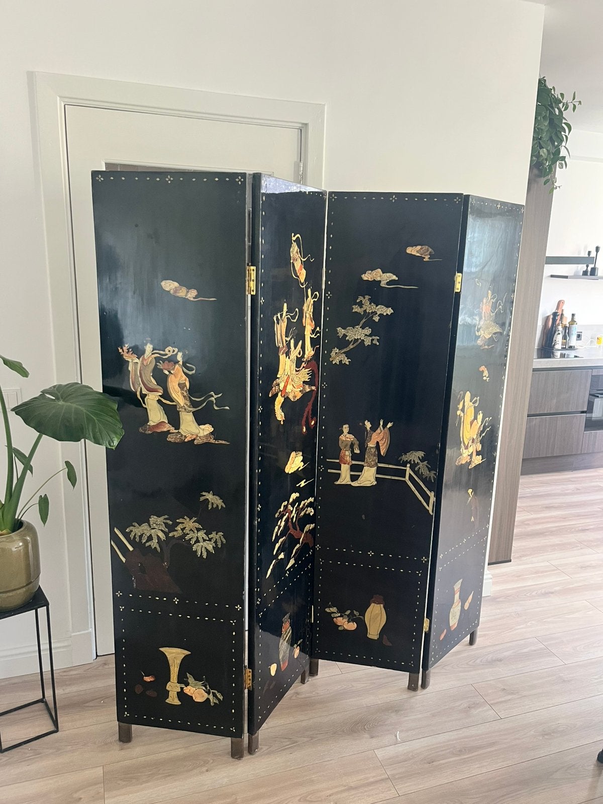 Prachtig Antiek Japans Kamerscherm Room divider (4 panelen), Huis en Inrichting, Woonaccessoires | Kamerschermen, Ophalen