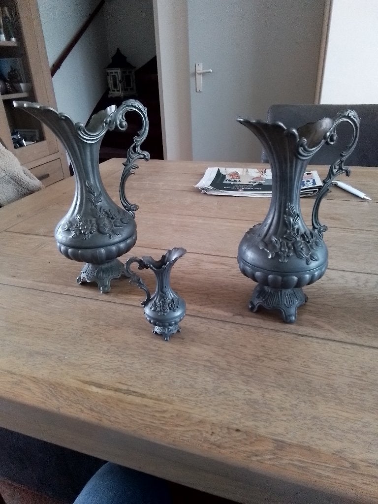 Set tinnen peltrato kannen, Ophalen of Verzenden
