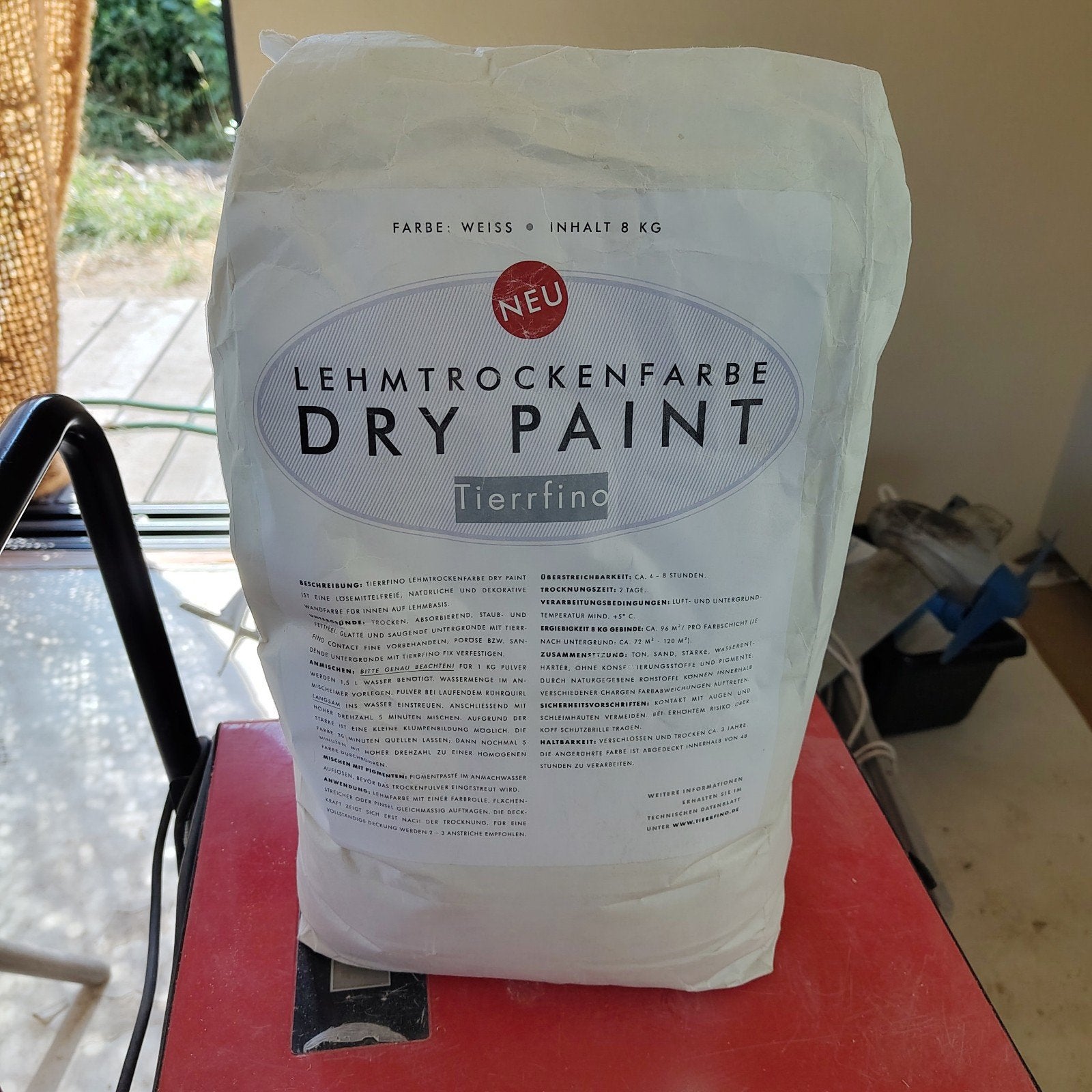 Tierrafino Dry Paint Biobased poederverf - Wit (ca. 4 kg), Doe-het-zelf en Verbouw, Verf, Beits en Lak, Ophalen of Verzenden