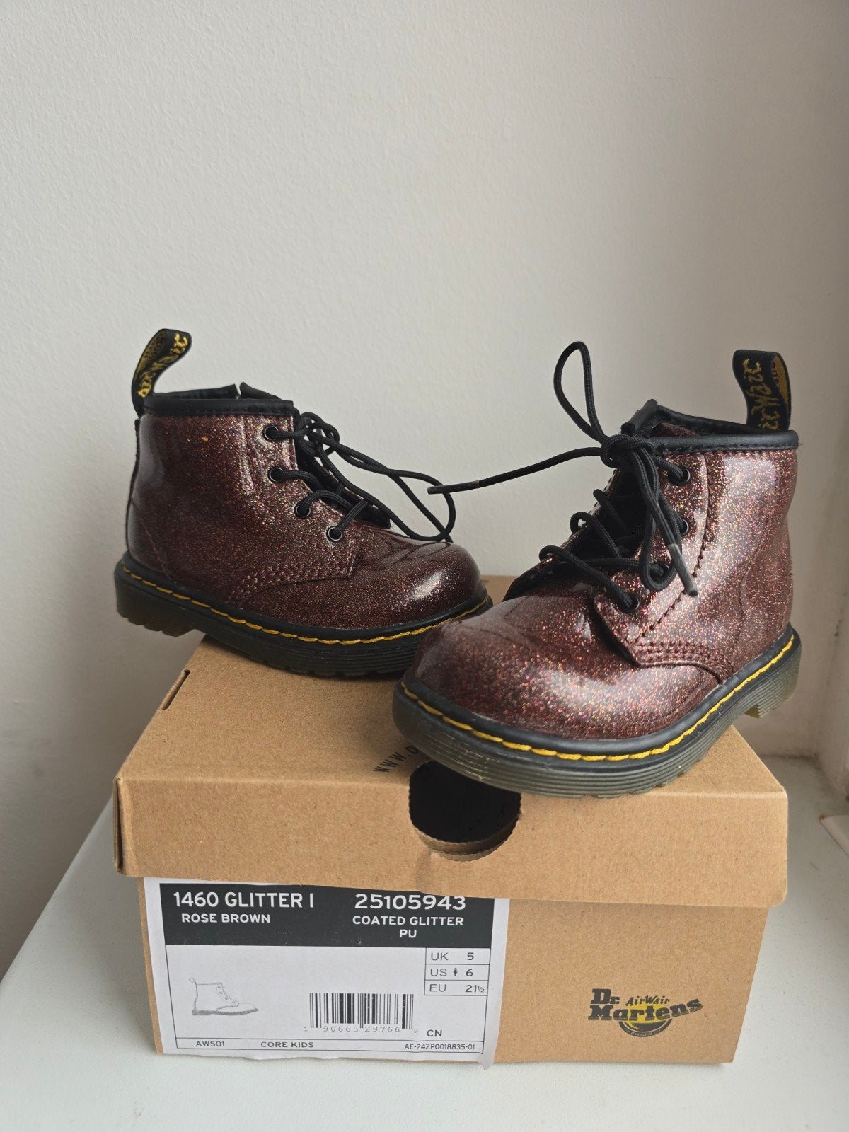 Dr. Martens 1460 Glitter I Rose Brown laarzen maat 21,5, Ophalen of Verzenden, Zo goed als nieuw, Dr. Martens, Meisje