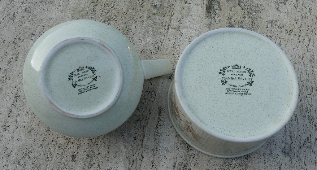 Royal Albert Summer Fantasy Melkkan en Suikerpot, Keramiek, Overige typen, Vintage, Nieuw