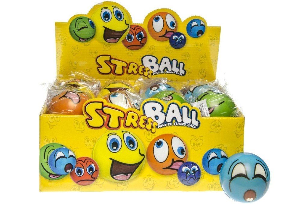 PARTIJ STRESS BAL GRAPPIGE GEZICHTEN IN DISPLAY 6CM, ., Nieuw, Ophalen of Verzenden, .