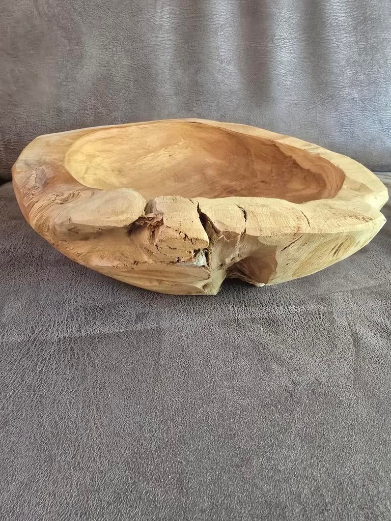 Teakhouten schaal, Huis en Inrichting, Ophalen, Nieuw, Rond, Hout