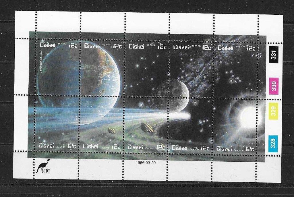 Ciskei Blok meteoor planeet aarde maan komeet, Ophalen of Verzenden, Zuid-Afrika, Postfris