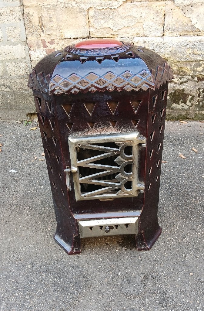 Geëmailleerd paars Art Deco kacheltje van Nestor Martin DECO, Ophalen of Verzenden, Gebruikt, Vrijstaande haard, Houthaard