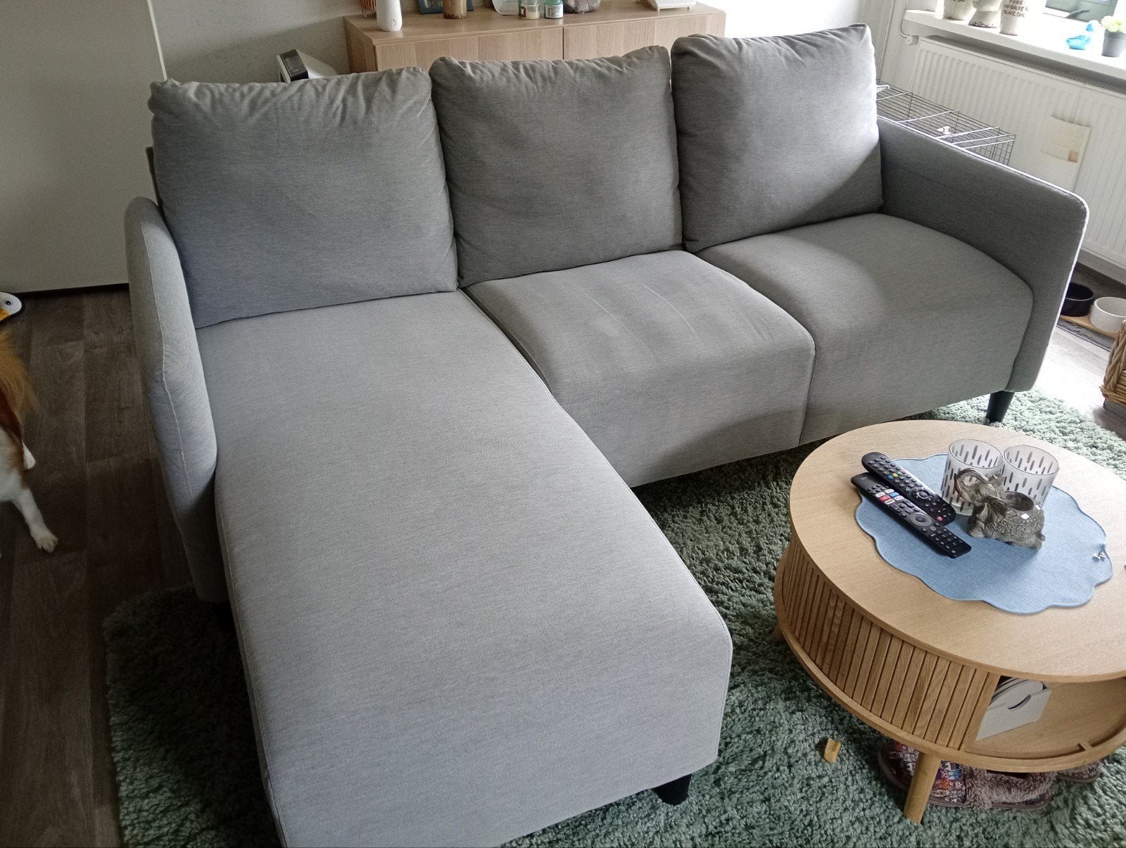 Ikea hoekbank met chaise longe 3-zits lichtgrijs, Huis en Inrichting, Ophalen, 150 tot 200 cm, Driepersoons, 75 tot 100 cm