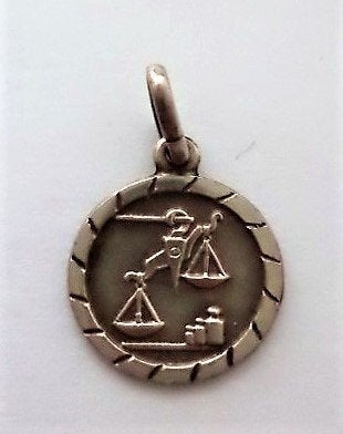 Vintage zilveren Sterrenbeeld hanger Weegschaal 925, Ophalen of Verzenden, Zo goed als nieuw, Kruis of Symbool, Zilver