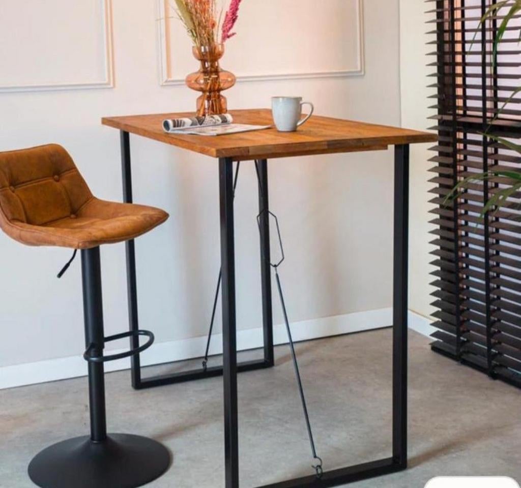 Stijlvolle Bartafel met Houten Blad en Metalen Onderstel, Huis en Inrichting, Tafels | Statafels, Ophalen, Nieuw