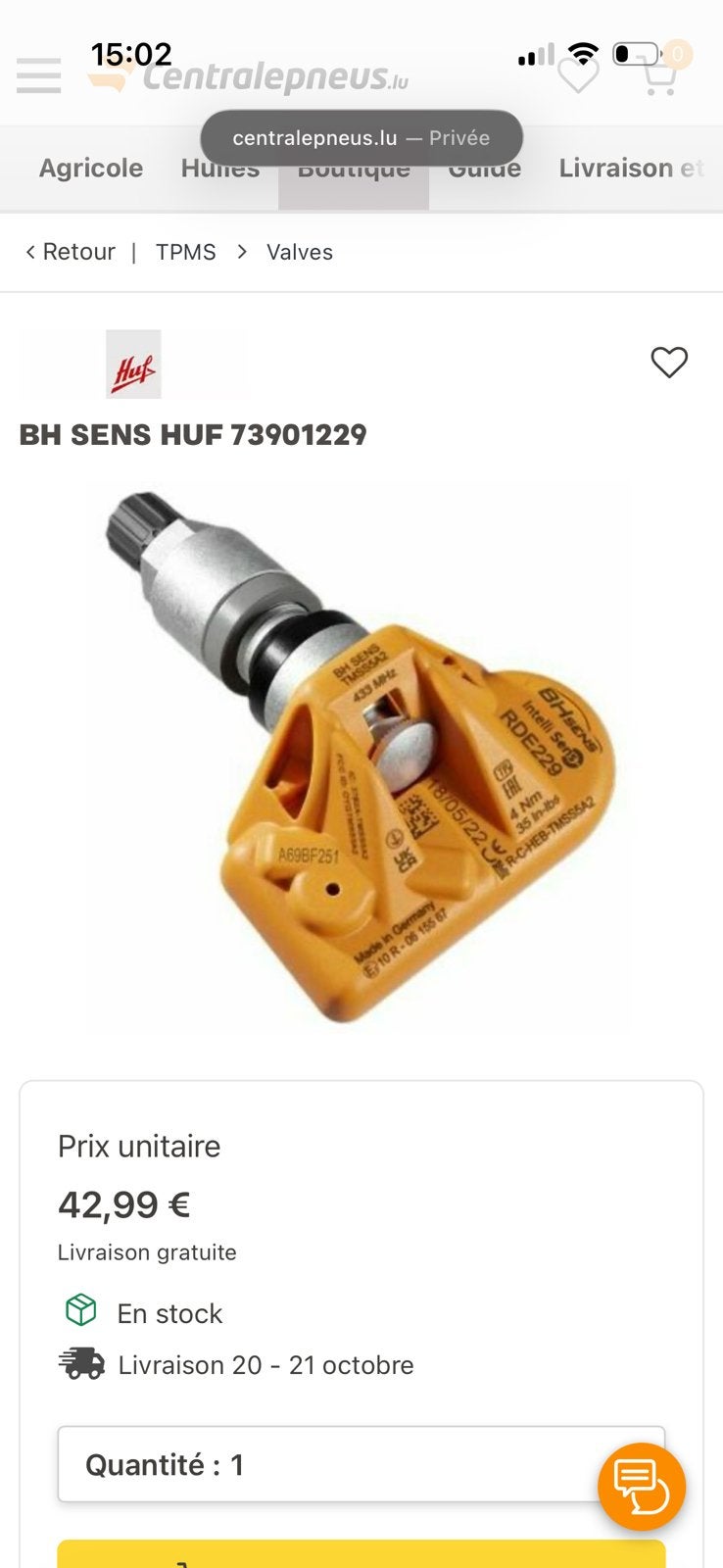 sensor TPMS met kleppen voor Land Rover Jaguar, Ophalen of Verzenden, Gebruikt