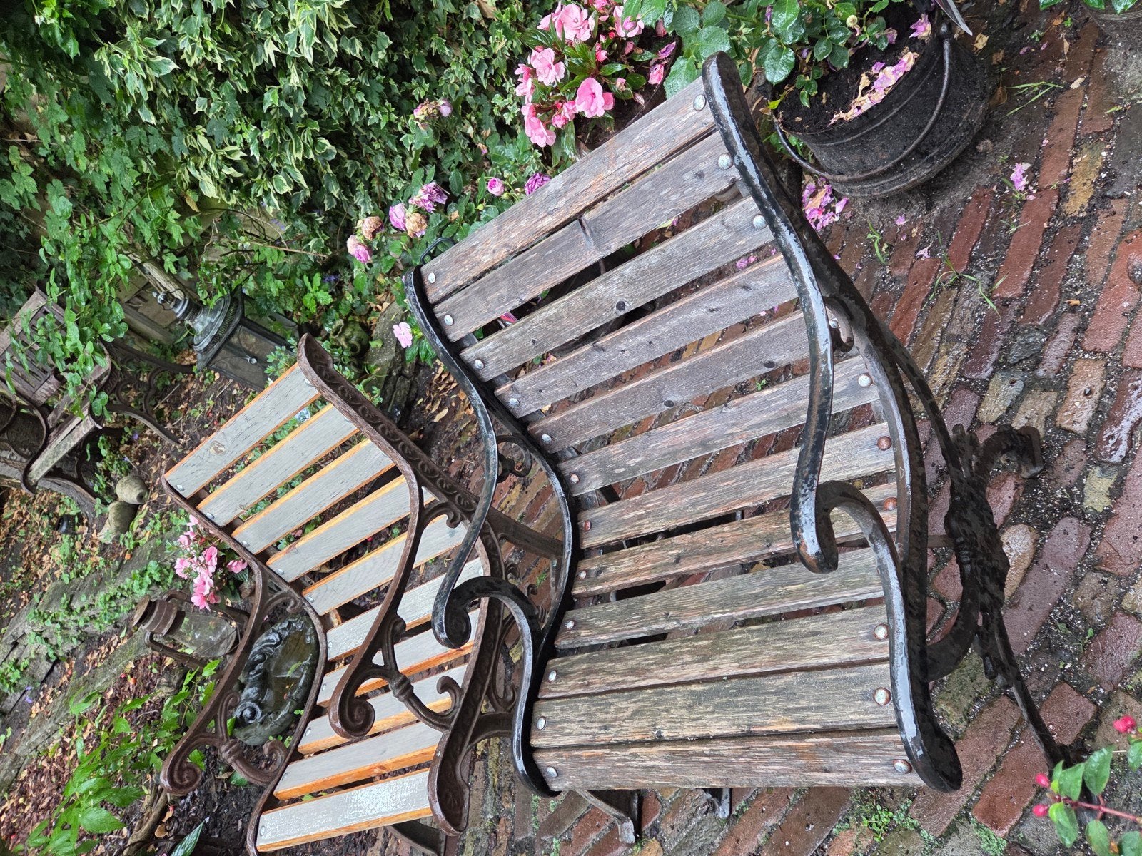 3 Gietijzeren Tuinstoelen, Ophalen, Gebruikt, Metaal