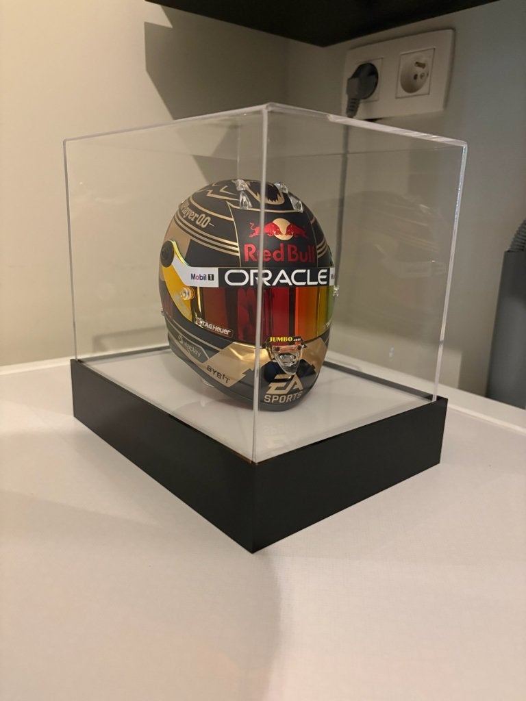 Max Verstappen 1:2 Helm + Luxe LED Displaycase, Ophalen, Zo goed als nieuw, Formule 1