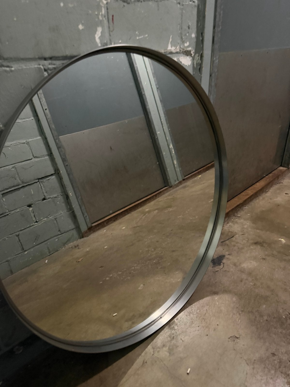 Vintage IKEA Grundtal Ronde Spiegel RVS - 70 cm, Ophalen, Gebruikt, ., Rond