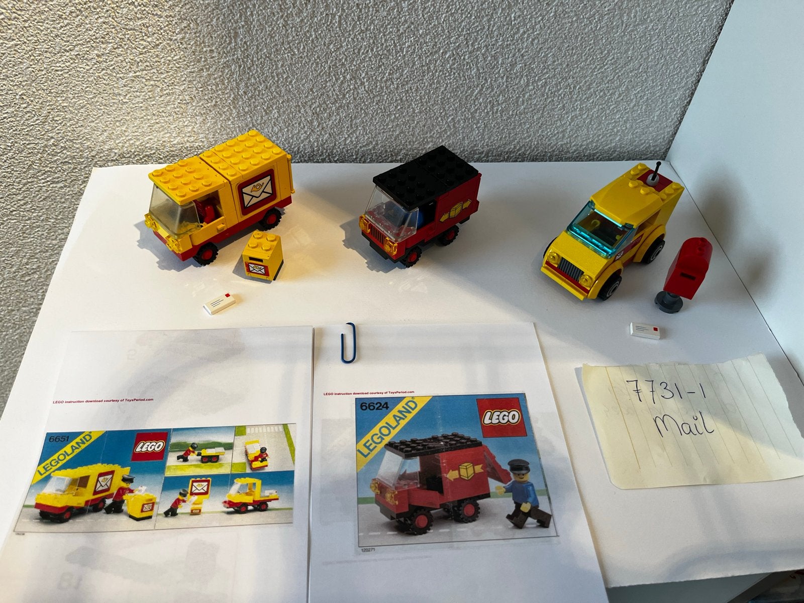 Vintage LEGO Postvoertuigen Collectie (3 sets), Ophalen of Verzenden, Gebruikt