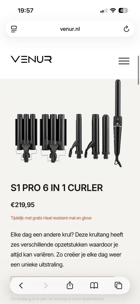 Venus Pro 6-in-1 Krultang Set - Diverse Krullen, Ophalen of Verzenden, Nieuw, Krultang of Stijltang