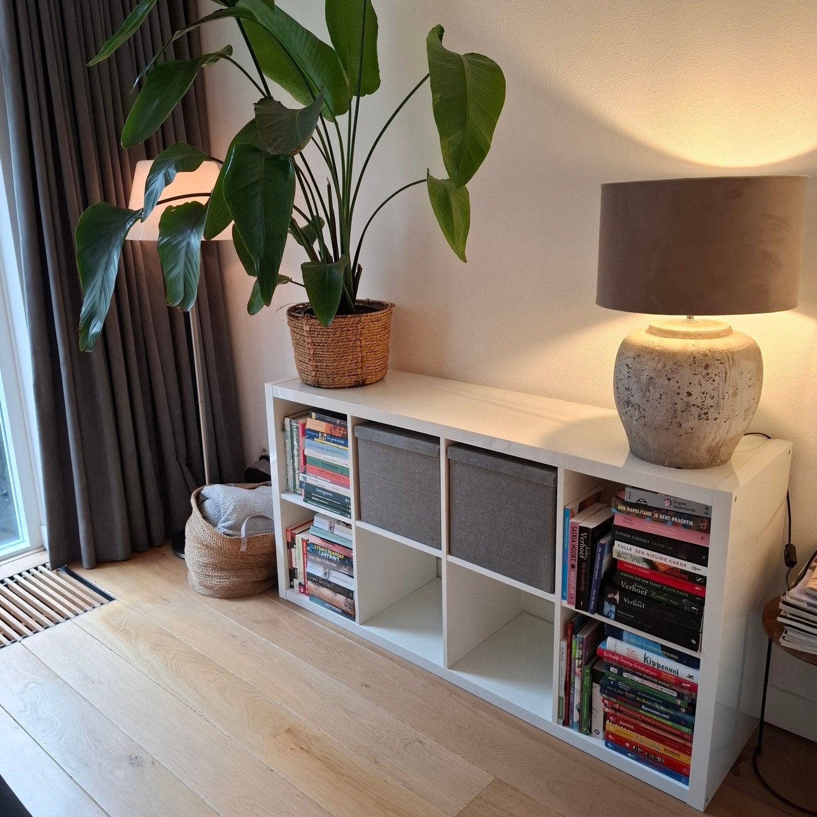 IKEA Kallax kast wit met 8 vakken 147 breed, Ophalen, Met plank(en), 100 tot 150 cm, Zo goed als nieuw