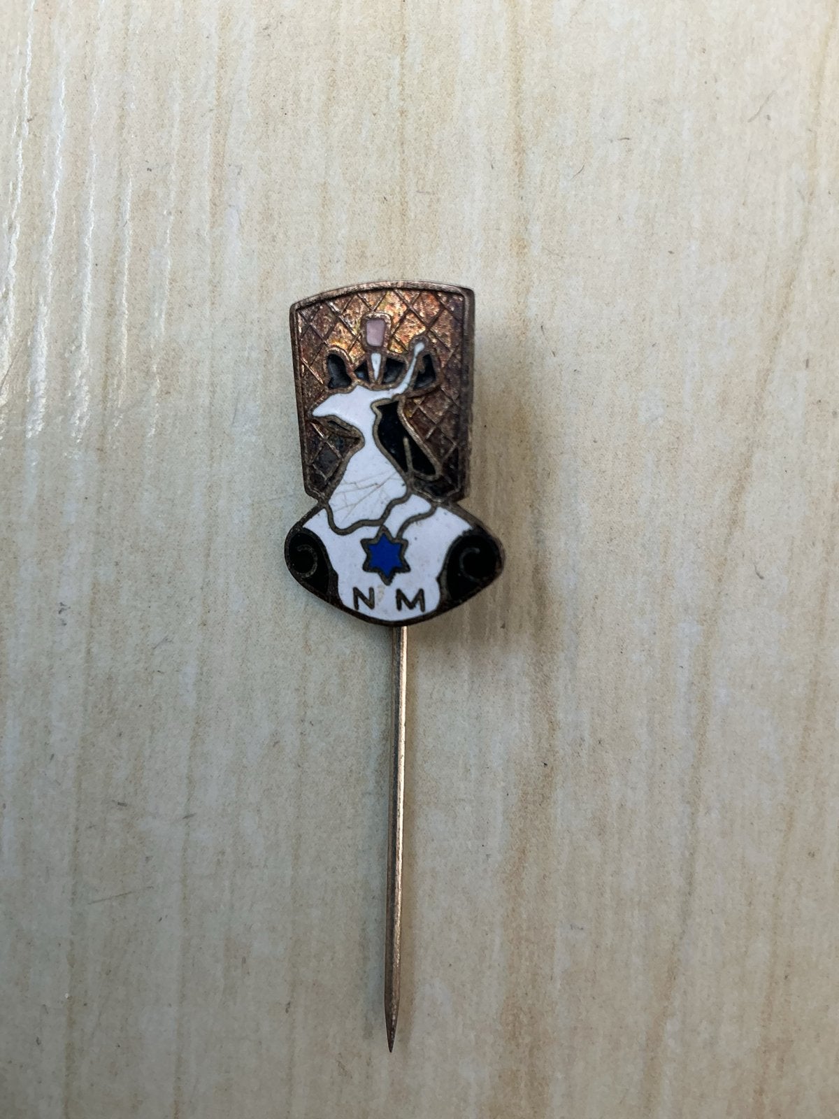 Vintage Speldje NM met Ster - Emaille, Ophalen of Verzenden, Gebruikt, Overige onderwerpen, Speldje of Pin
