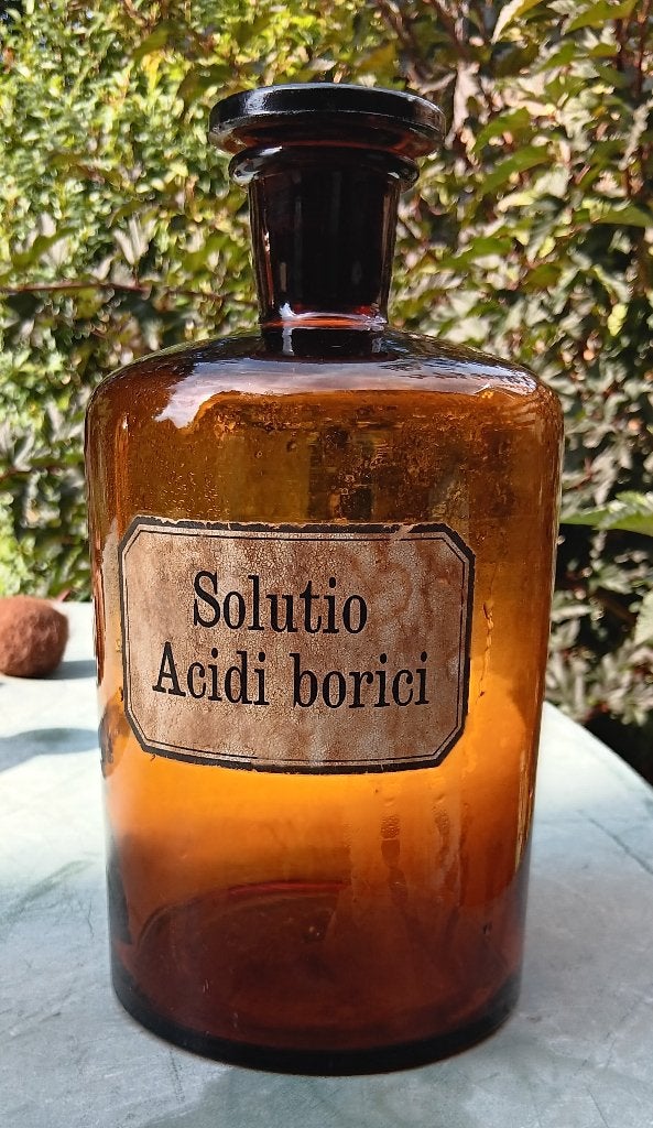 Antieke apothekers fles met passende stop bruin, Antiek en Kunst, Ophalen of Verzenden