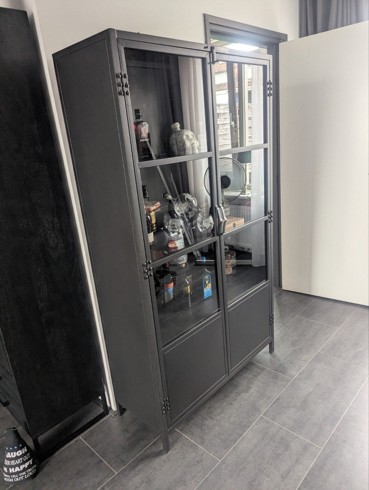Stoere industriële buffetkast | Staal & Glas |, Huis en Inrichting, Kasten | Vitrinekasten, Ophalen, Met deur(en), 50 tot 100 cm
