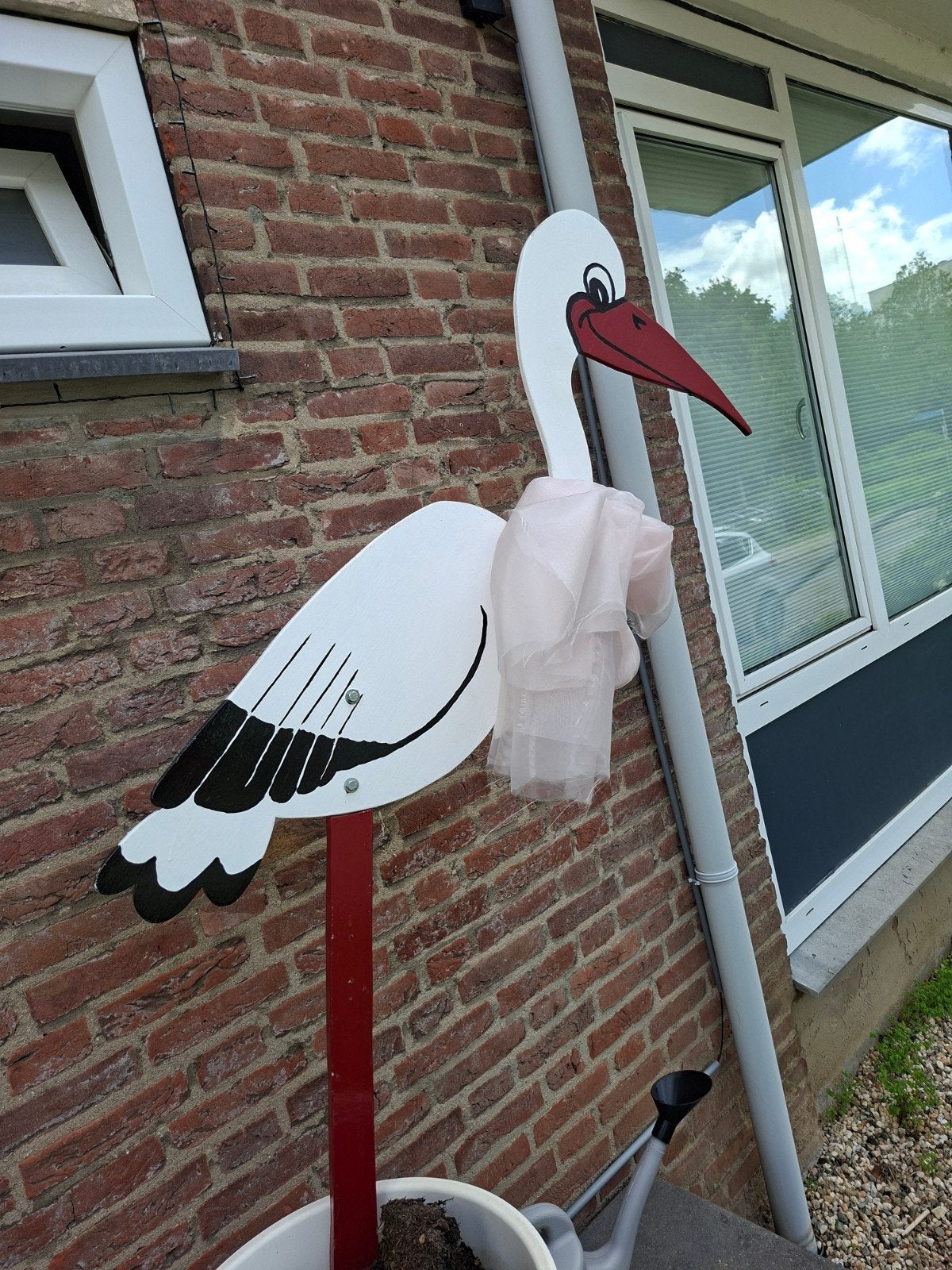 Geboorte ooievaar decoratie voor in de tuin, Kinderen en Baby's, Ophalen of Verzenden, Gebruikt, Geboortebord