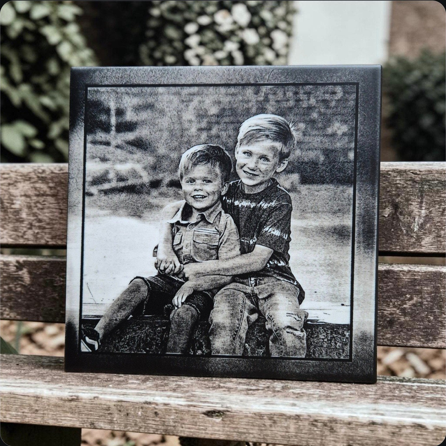 Fotolasergravure op keramische tegel 15x15cm, Ophalen of Verzenden