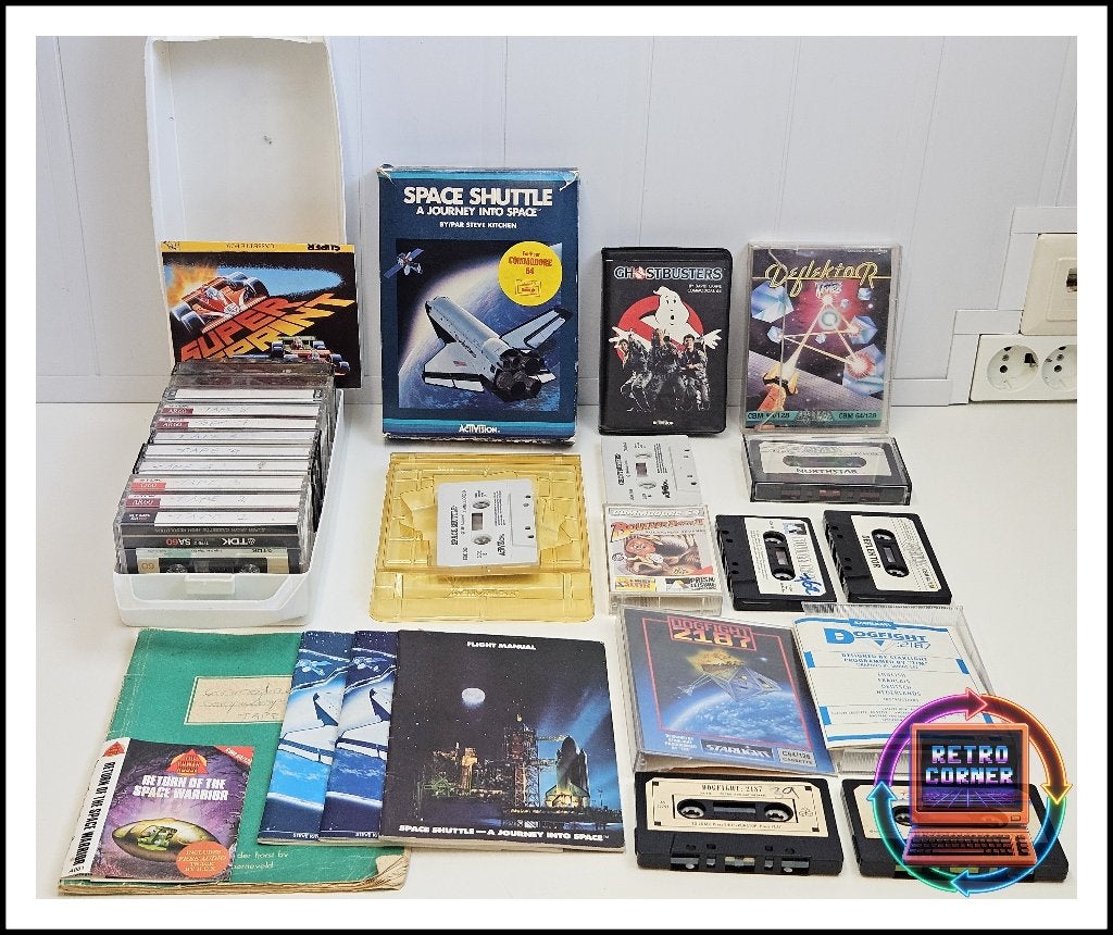 Partij C64 cassettes: 9 games + 13 mixtapes, Space Shuttle, Verzenden