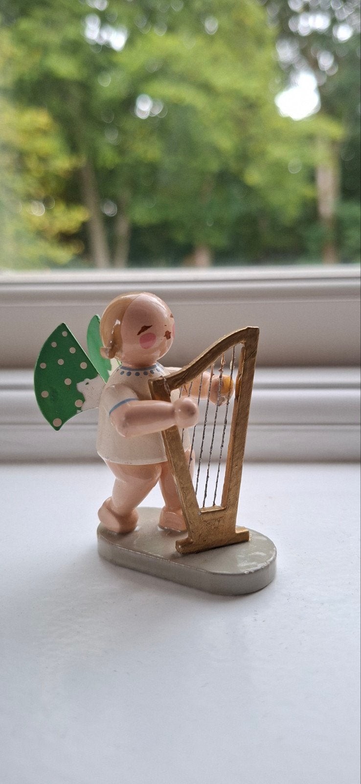 wendt&kühn Engel met harp, Duits, houten kerst engel, Ophalen of Verzenden