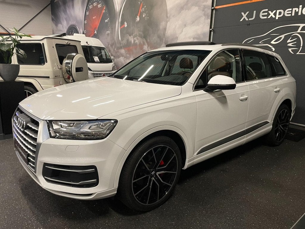 Audi Q7 2.0 TFSI Quattro 45 TFSI Panoramadak Leder CarPlay E, Auto's, Audi, Automaat, Gebruikt, Wit, Leder