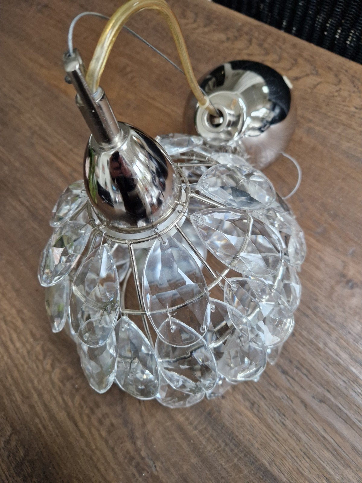 Moderne hanglamp met kunststof druppels, Gebruikt, Modern, Glamour, Metaal, E27 (groot)