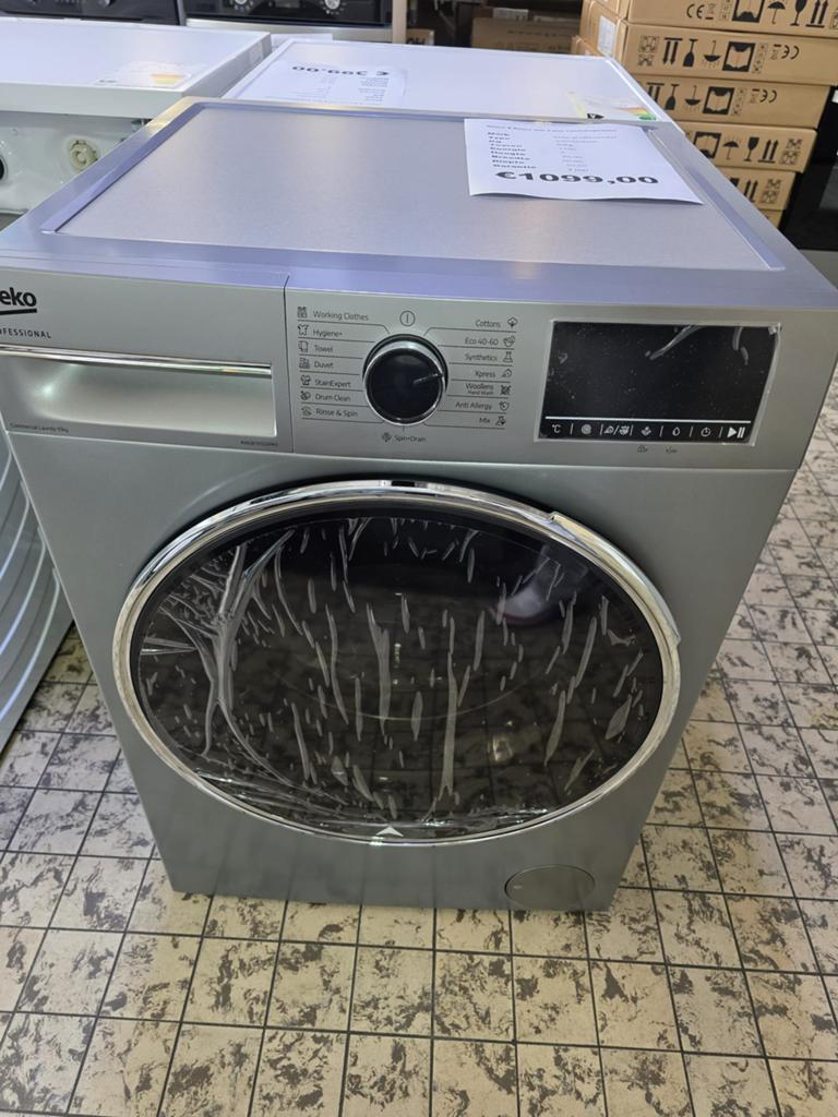 Beko wasmachine professioneel 10 kg zilver, Ophalen, 1200 tot 1600 toeren, Beko, Nieuw