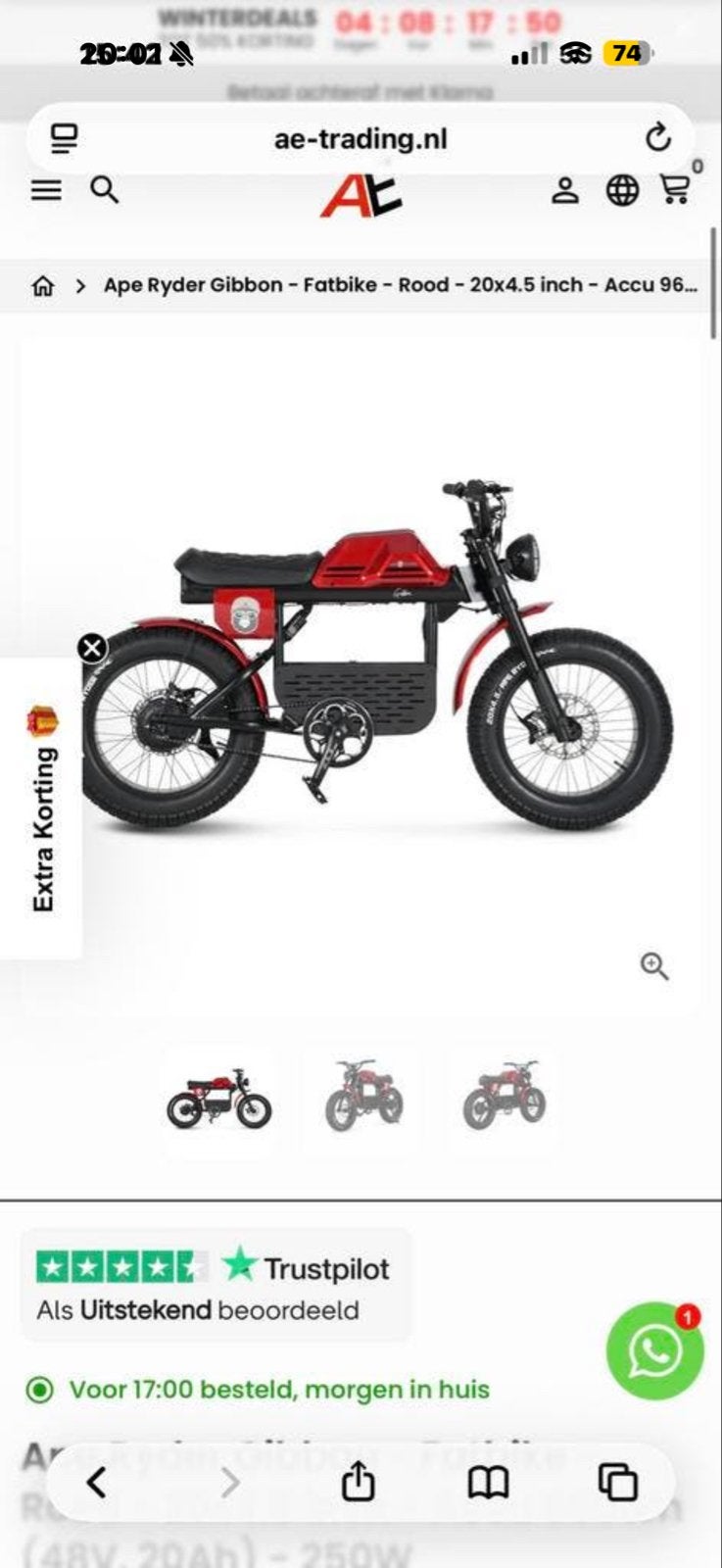 Mooie Fatbike 2024 | Rijdt Perfect | Inruil Bespreekbaar, Fietsen en Brommers, Gebruikt, Minder dan 47 cm, 50 km per accu of meer