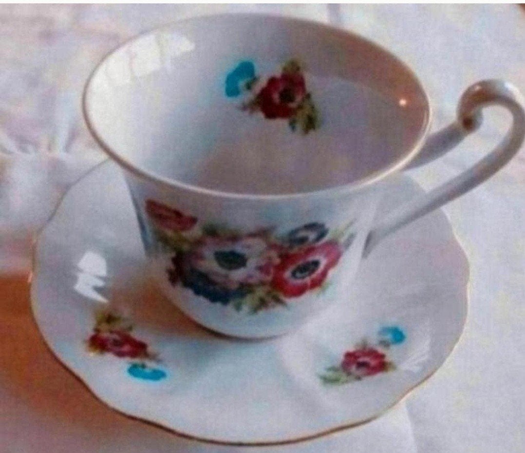 Extra groot koffie thee kopje anemoon, Ophalen of Verzenden