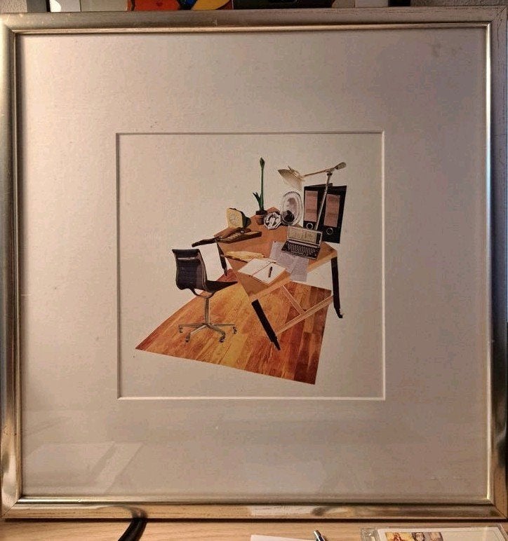 Collage Annet Scholten - Ingelijst met passe-partout, Antiek en Kunst, Ophalen of Verzenden